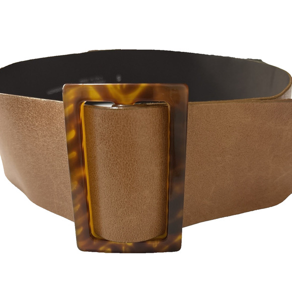 Nordstrom Vintage Women's S Smooth Wide Brown Genuine Leather Belt BOHO Western - Picture 2 of 6